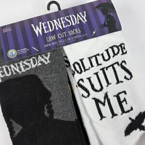 Wednesday Addams 10 Pair Low Cut Socks Womens Size 4-10 Gothic Netflix Show